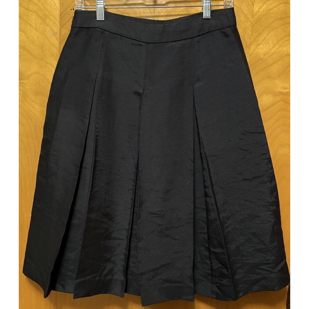 Halogen Pleated A line Skirt Lined Side Zip Preppy RN58665 Black Sz 6